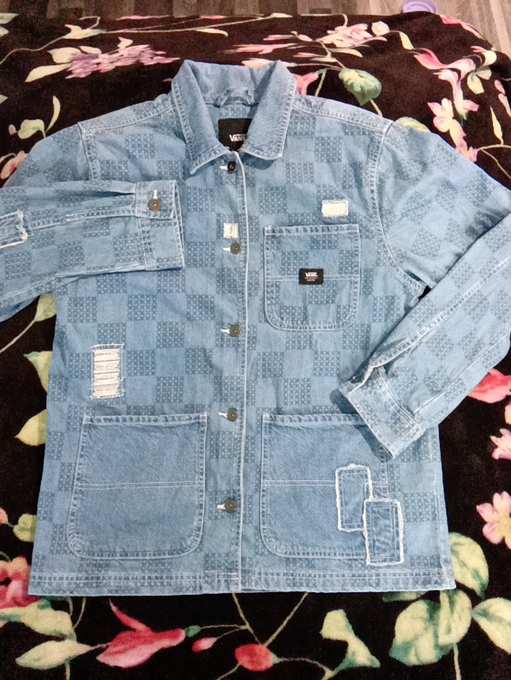 Vans Light Blue Patterned Denim Jacket for Kids